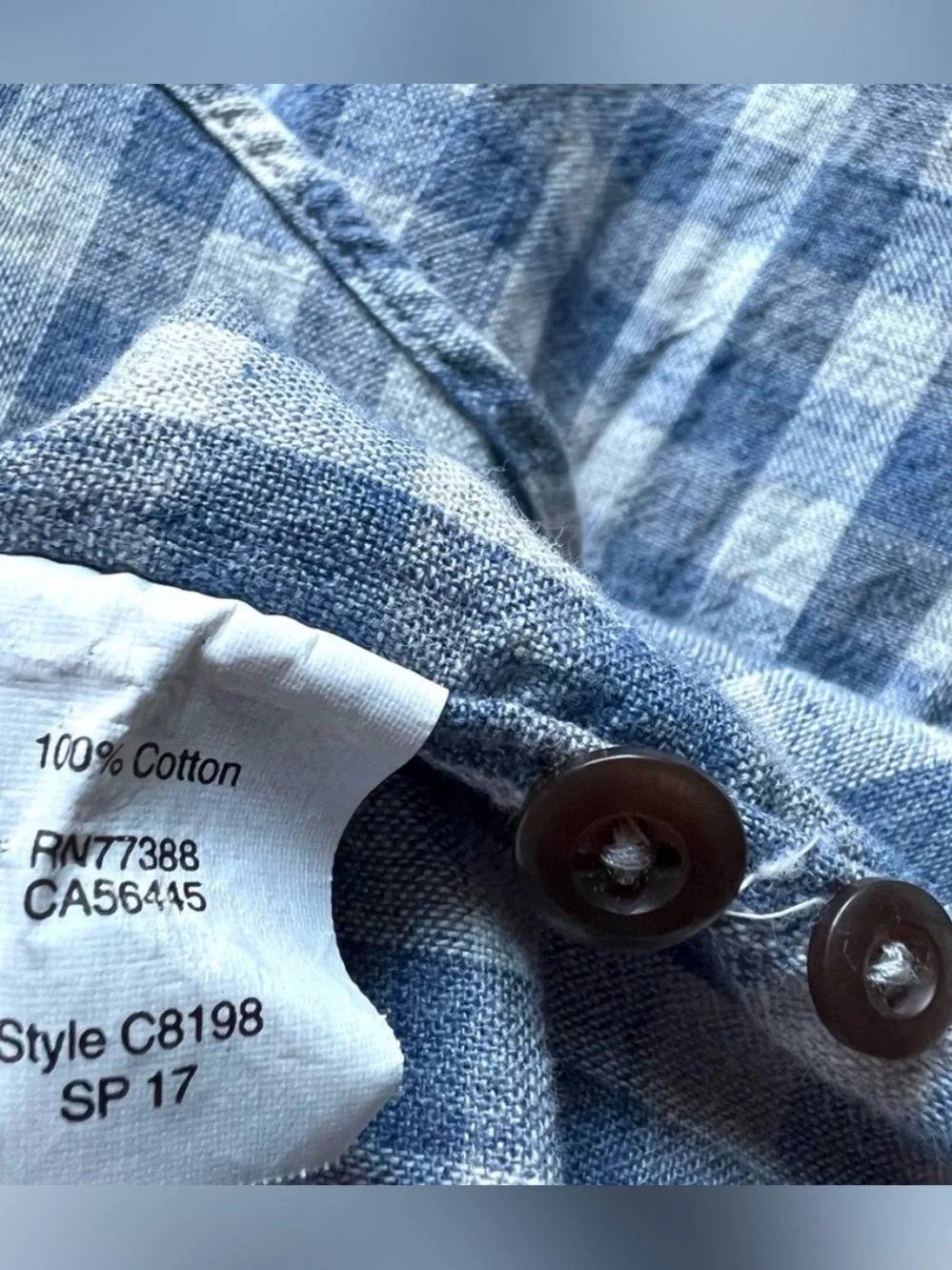 J. Crew Men’s Blue and White Gingham Button-Down Shirt Sz S Homespun 100% Cotton